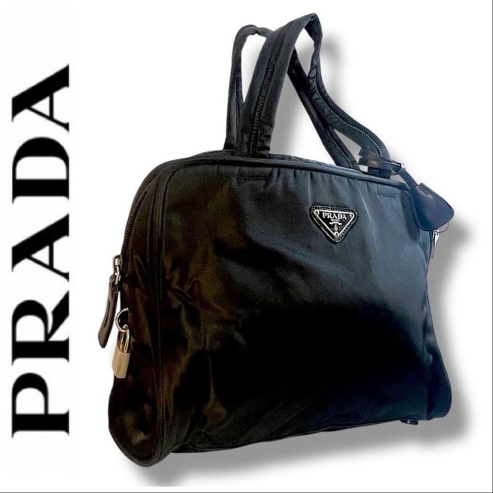 PRADA Black Nylon Tote Bag with Lock & Key NWOT